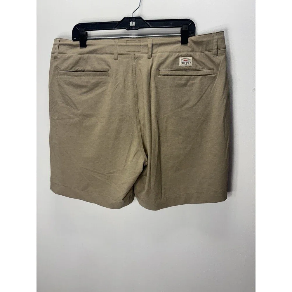 Faherty All Day Shorts Performance Stretch Chino Mens Khaki Drawstring Sz 36